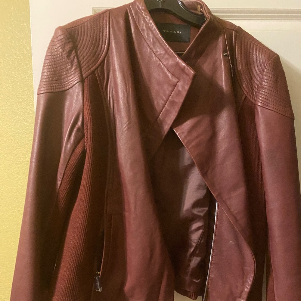 Tahari  leather burgundy Jacket